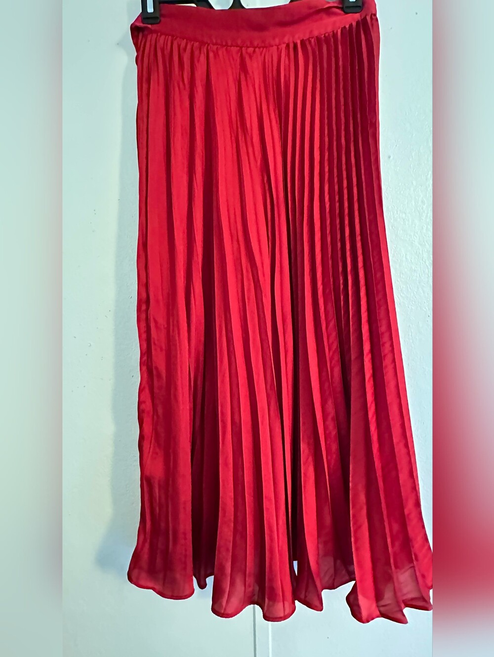H&M Vibrant Red Pleated Maxi Skirt